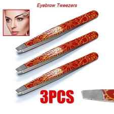 Set of 3 Beauty Eyebrow Hair Removal Tweezer Professional Slanted Steel Tools