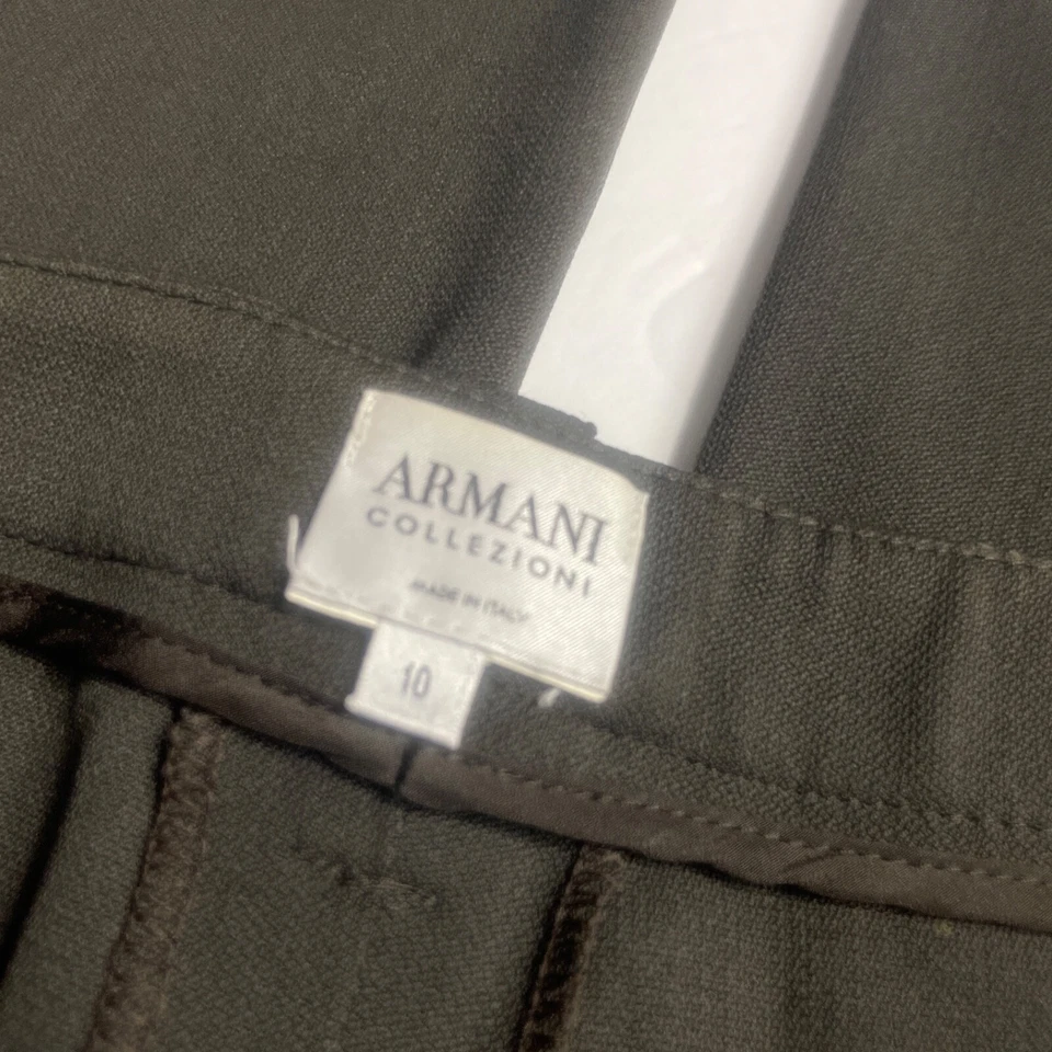 Pantalones de vestir Armani Collezioni 10 marrón pierna ancha (pequeña mancha) Foto 2 de 4