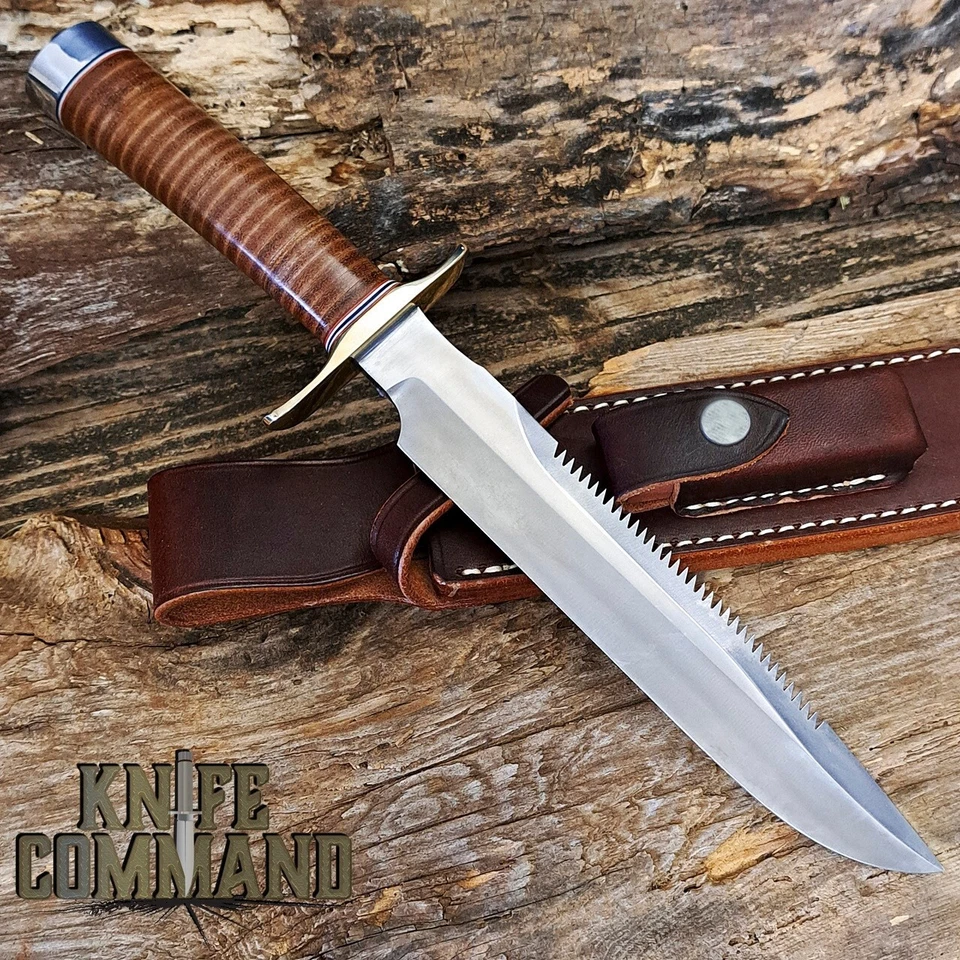 Cuchillo Bowie Estilo Randall Acero D2 Hecho a Mano Personalizado Hoja de Dientes de Sierra SS Con Funda Foto 3 de 3