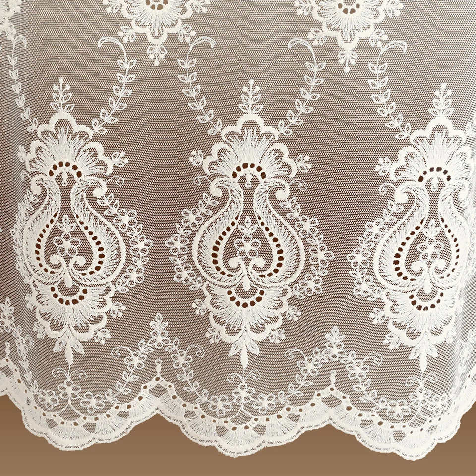 Edler Florentiner-Store Celia Ecru mit hochwertiger Florentiner Tüllstickerei - Bild 4 von 4