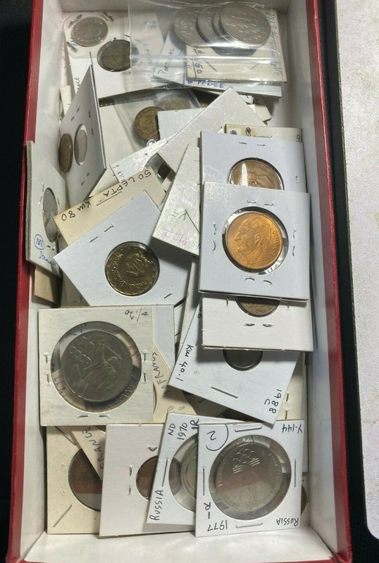 Old MYSTERY Coin Lot - 16 Carded Coins - Mix Dates/Nations - Lot #U10