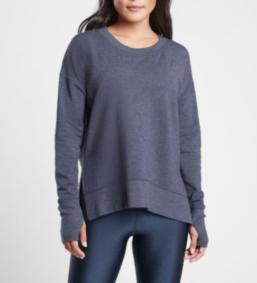 ATHLETA WOMEN'S NAVY BLUE MULTI NEP LONG SLEEVE BALANCE PULLOVER Sz S