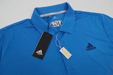 Adidas Golf Mens Large Blue Bold 3 Stripe UPF 50 Performance Polo Shirt New