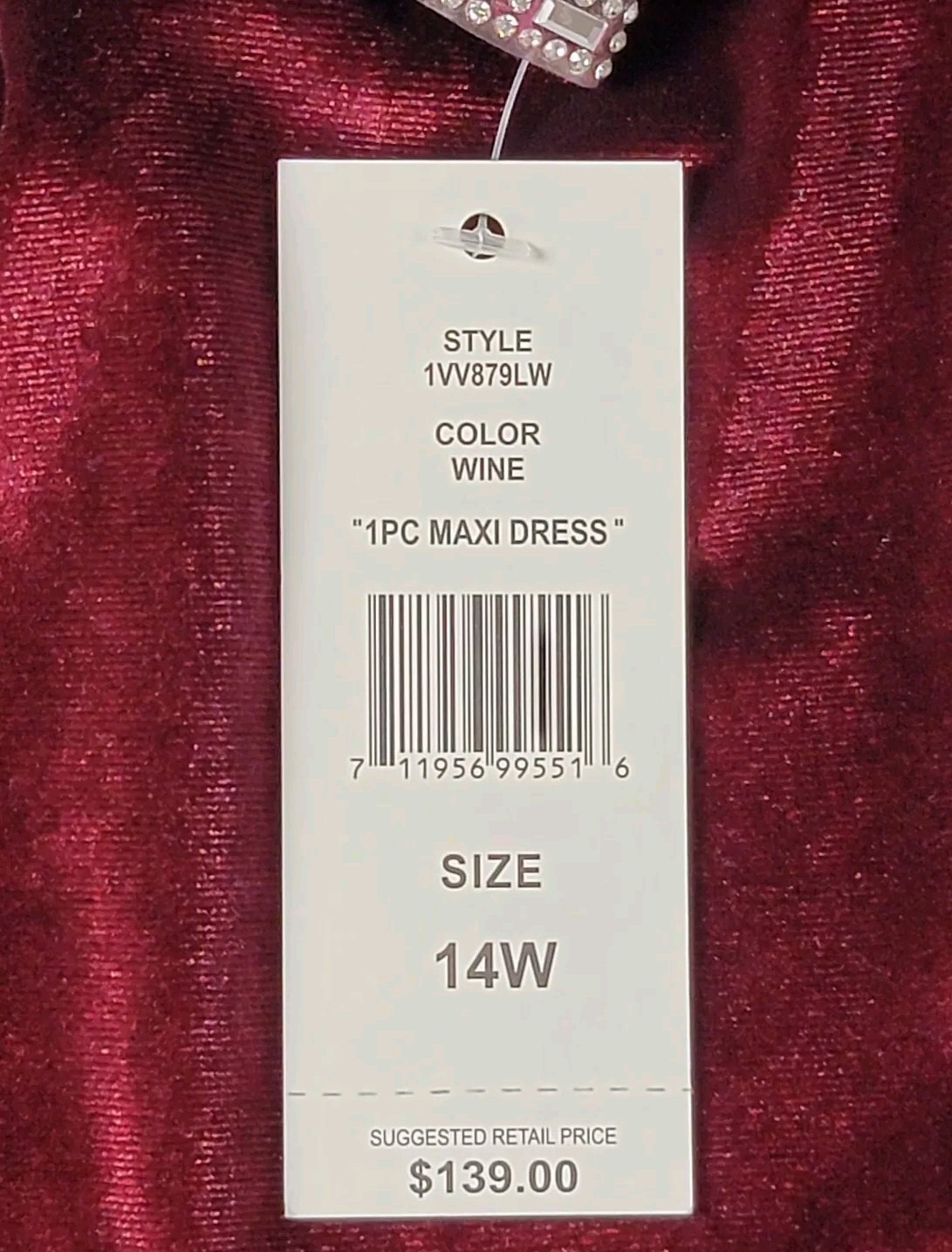 JM studio by John Meyer Maxi Red Velvet Dress Women's  Size 14W New 