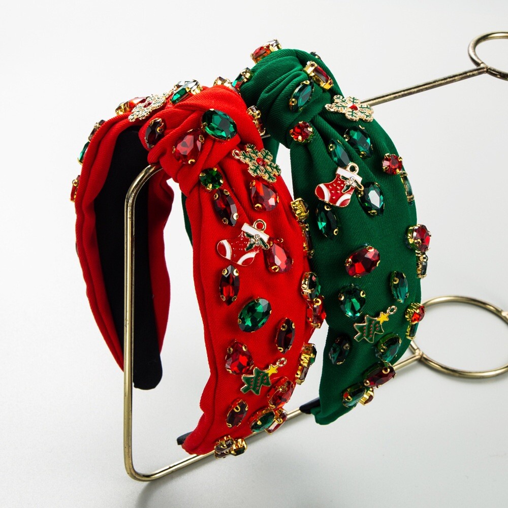 Embellished Red and Green Headband Amazon.com : Christmas Holiday Headband for Women Rhinestone  main image 4