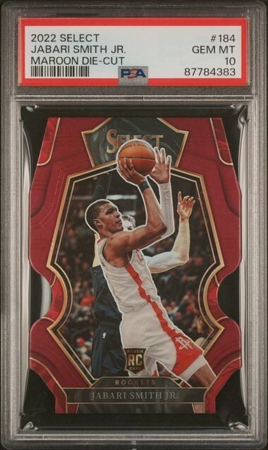 2022 Panini Select #184 Jabari Smith Jr Maroon Die-Cut RC /175 PSA 10 GEM Rookie