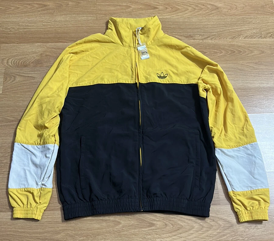 Adidas Windbreaker Jacket Yellow White Black Size Small