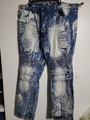 NWD GS-115 Denim Premium Distressed Acid Wash Motto Jeans Size  46