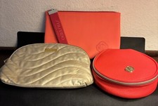 3 SHISEIDO Makeup Zippered Cosmetic Bags. NEW Red-Beige-Coral.