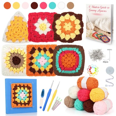 Crochet Kit for Beginners Granny Square Crochet Kit for Adults Includes Croch