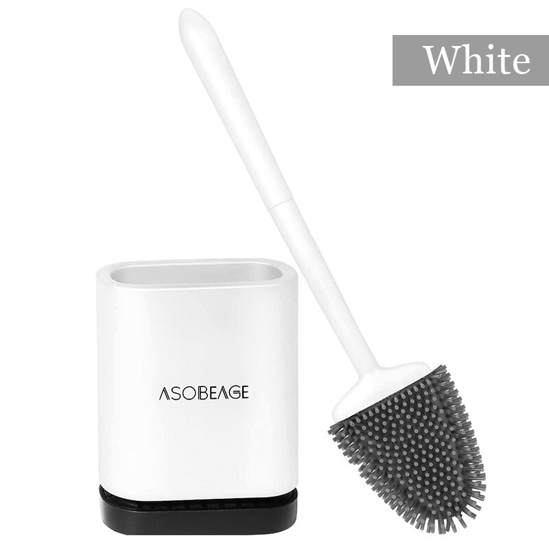 Upgraded Silicone Toilet Brushes with Toilet Brush Holder Soft Bathroom