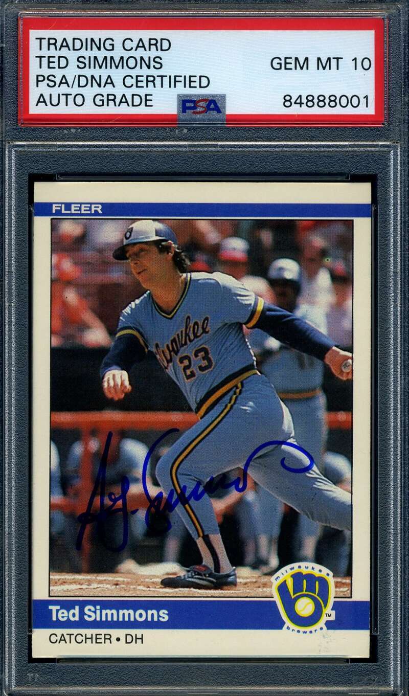Ted Simmons Gem Mint 10 PSA DNA Signed 1984 Fleer Autograph