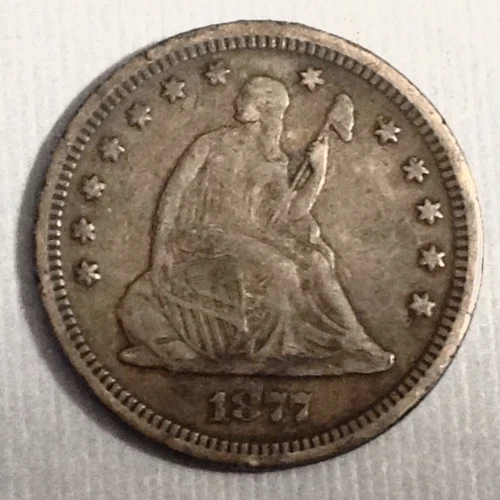1877  Seated  Liberty Quarter 25 Cents Engraved Love Token / Award Medal  cd