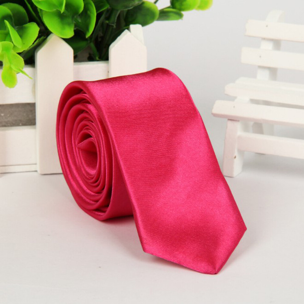 Corbata Delgada De Satén Liso DQT Para Hombre - 5 Cm De Ancho, 148 Cm De Largo, Ideal Para Bodas Y Eventos Formales