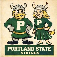 Portland State Vikings Vintage Mascot 12x8in Metal Sign Poster Logo Wall Decor