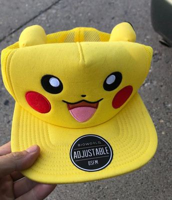 Pokemon Pikachu Face Bioworld Snapback Baseball Cap Adjustable New With Tags