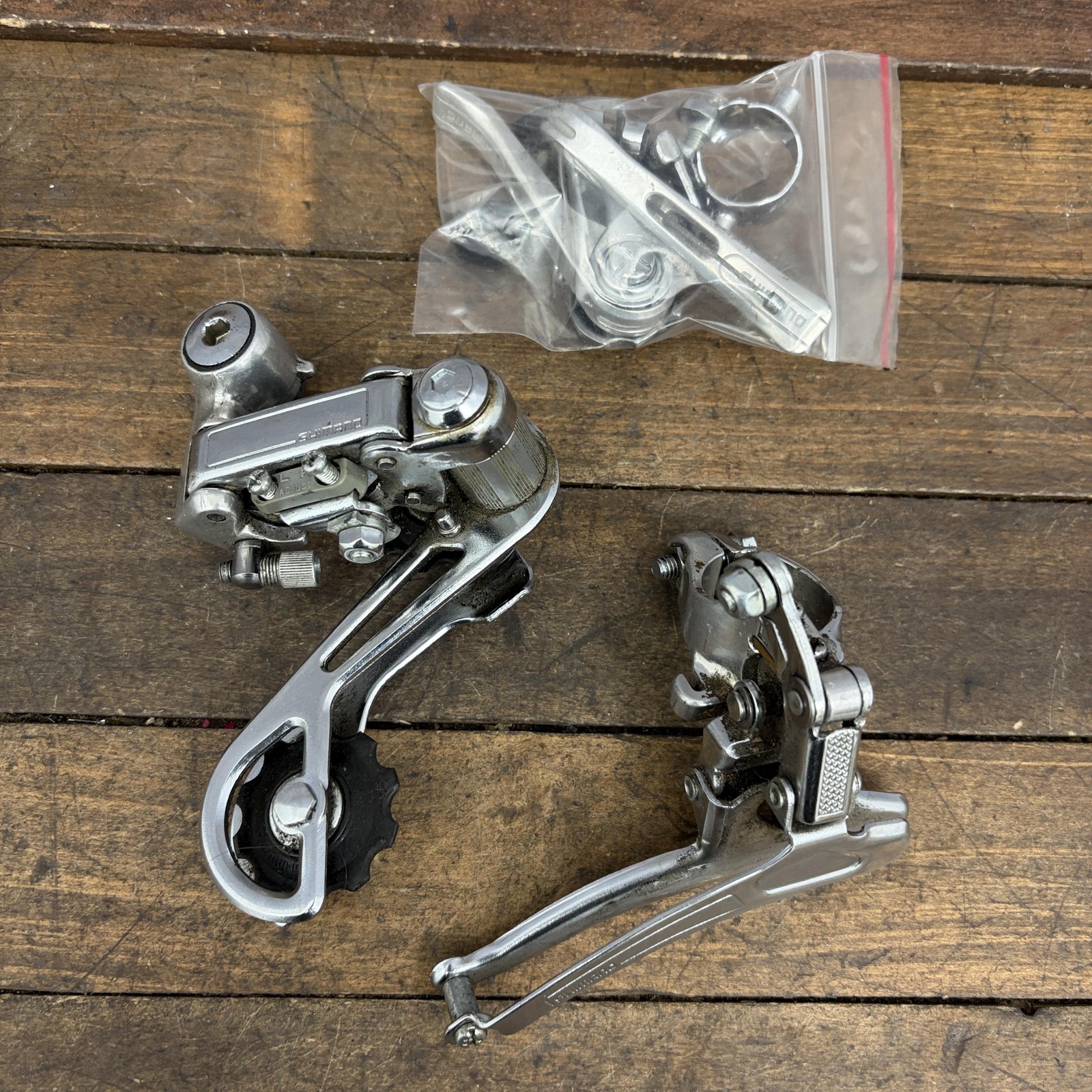 Vintage Shimano Silver Front Rear Derailleur Set Touring Roa