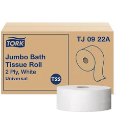 Tork Jumbo Toilet Paper Roll White T22, Universal, 2-Ply, 12 X 1000', TJ0922A
