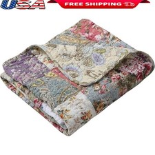 Cotton Reversible Quilted Blanket Garden Colorful Machine Washable Soft 50x60