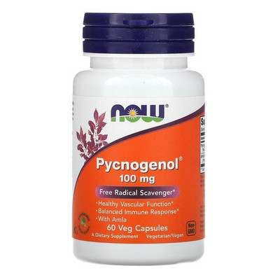 Now Foods Pycnogenol 100 mg 60 Veg Capsules GMP Quality Assured, Kosher, Vegan,