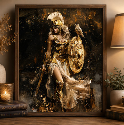 Athena Goddess Wall Art #3   Greek Mythology Warrior Goddess Print
