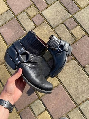 Vintage Real Leather Biker Boots Men Metal Black Avant-Garde AS98