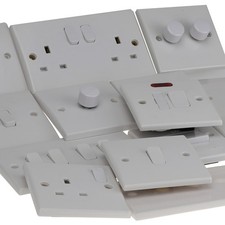 Curved White Light Switch Power Sockets Fuse Spurs Blanking Dimmers Wall Plates