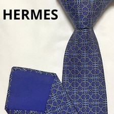 Herm s Tie H Pattern Allover Blue Series 100 Silk
