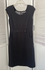 Tahari Arthur Levine Womens 6 Dress NWT Gray Plaid Sheath Classic Career