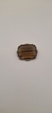 Vintage Costume Jewellery Brooch Smokey Glass Gold Colour Fitting