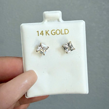 14K Yellow Gold Princess Cut White Diamond St...