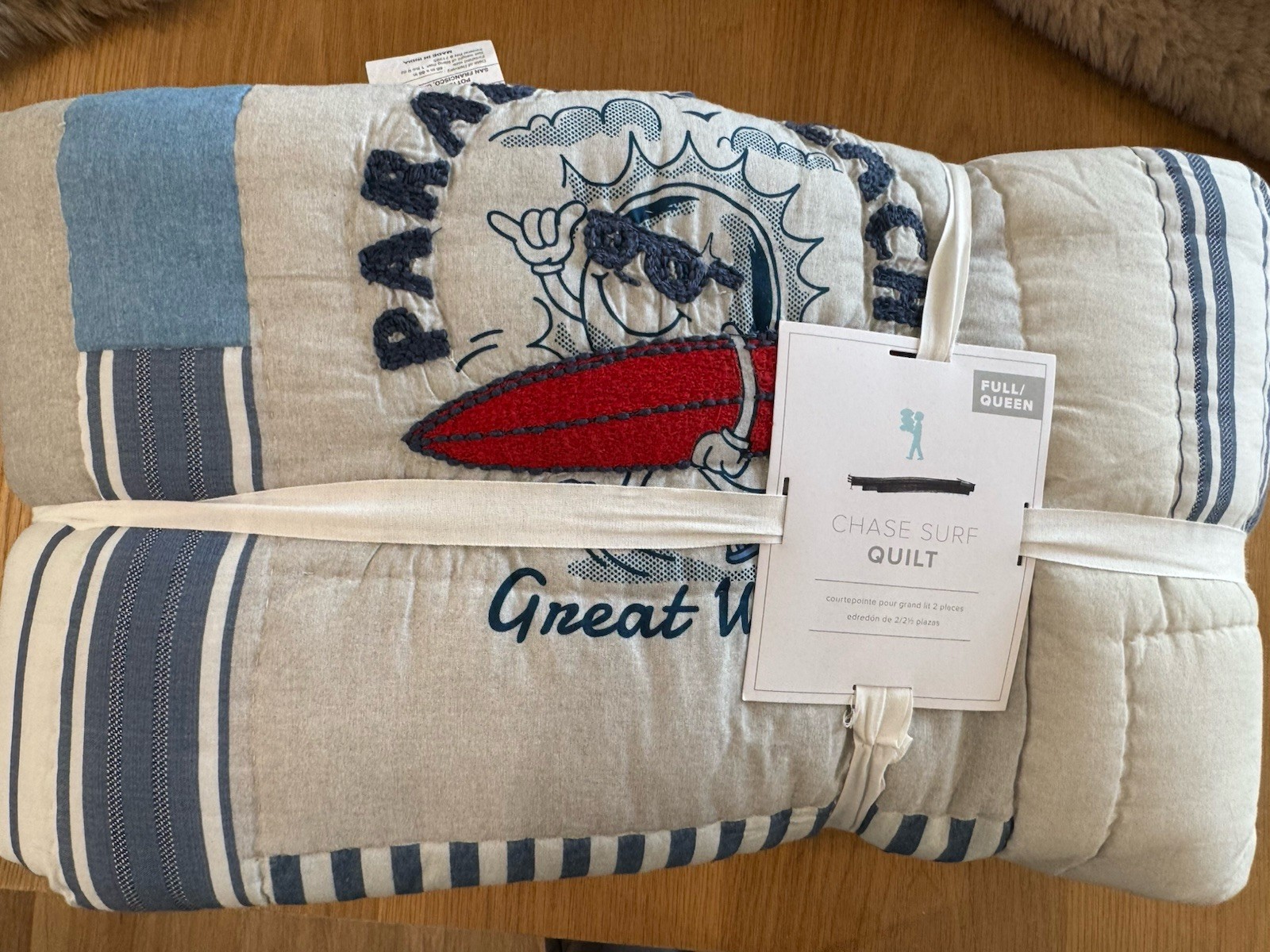 Pottery Barn Kids Chase Surf Quilt Full Queen Patchwork Colorful