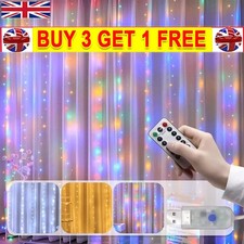 3M 300 LED Curtain Fairy String Lights Window Decor USB Plug in with Remote