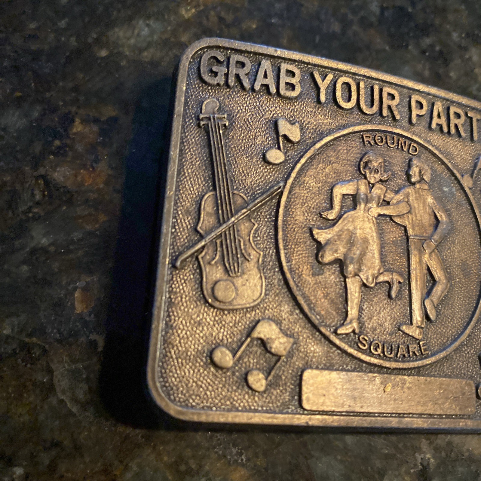 Solid Brass  Belt Buckle Rectangle Square Dancing… - image 3