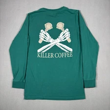 Dutch Bros Crewneck Sweater Men’s Medium Turquoise Blue Killer Coffee Wolf Gang
