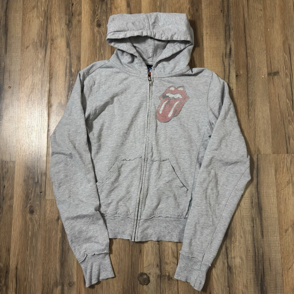 Comida Chatarra Rolling Stones Gris Brezo Estilo Vintage Años 90 Banda Calce Ajustado Cremallera Foto 3 de 4