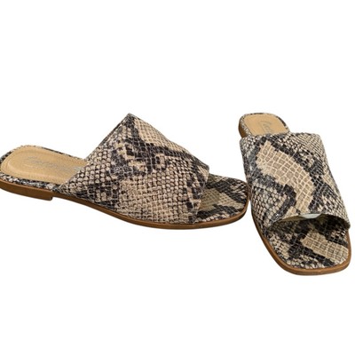 L'INTERVALLE Flat Snake Print Sandals M Size 40 US 9, 9.5 Made In Italy