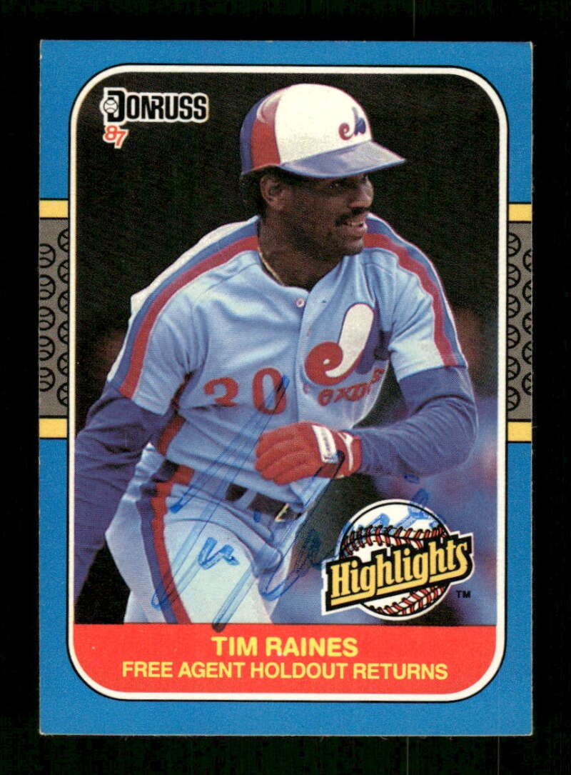 1987 Donruss Highlights 7 Tim Raines signed auto autograph  JBN BXCP61
