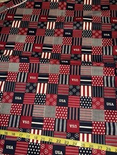 62x45 GENERAL FABRICS USA AMERICANA PATRIOTIC TOSSED STARS STRIPES BTHY