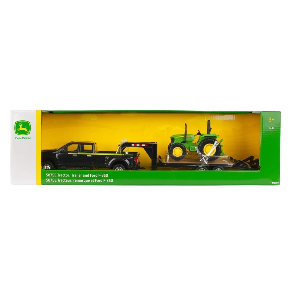 John Deere 1:32 2017 Ford F-350 Pickup Truck w/Gooseneck trailer and JD 5075E... - Image 2 of 3