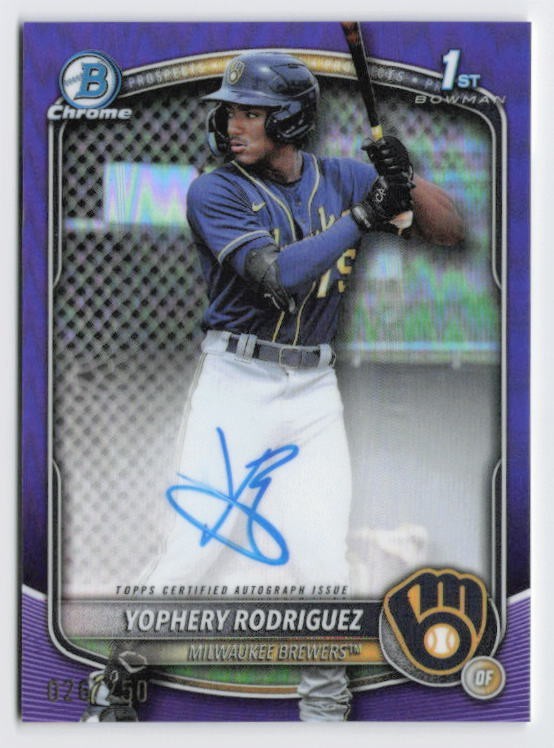 2025 Yophery Rodriguez 1st Bowman Chrome Purple Refractor Auto /250 #CPA-YR