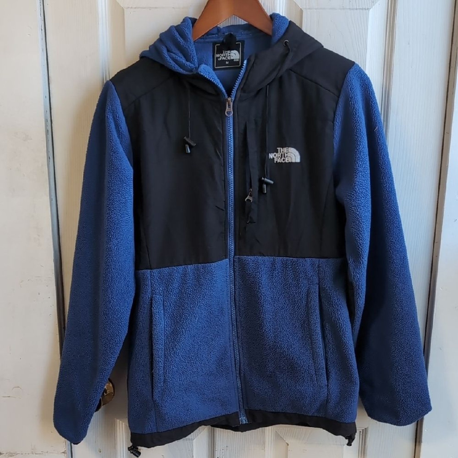 The North Face Blue Black Fleece Zip Jacket Size Medium FLAW