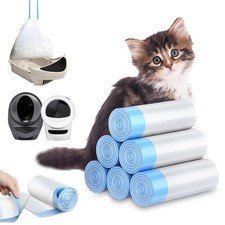 XUEPETT 120 Pack Cat Litter Bags with Drawstring, 1 Count Pack of 120 , Gray