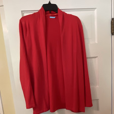 J. McLaughlin Red Cotton Knit Collared Open F...