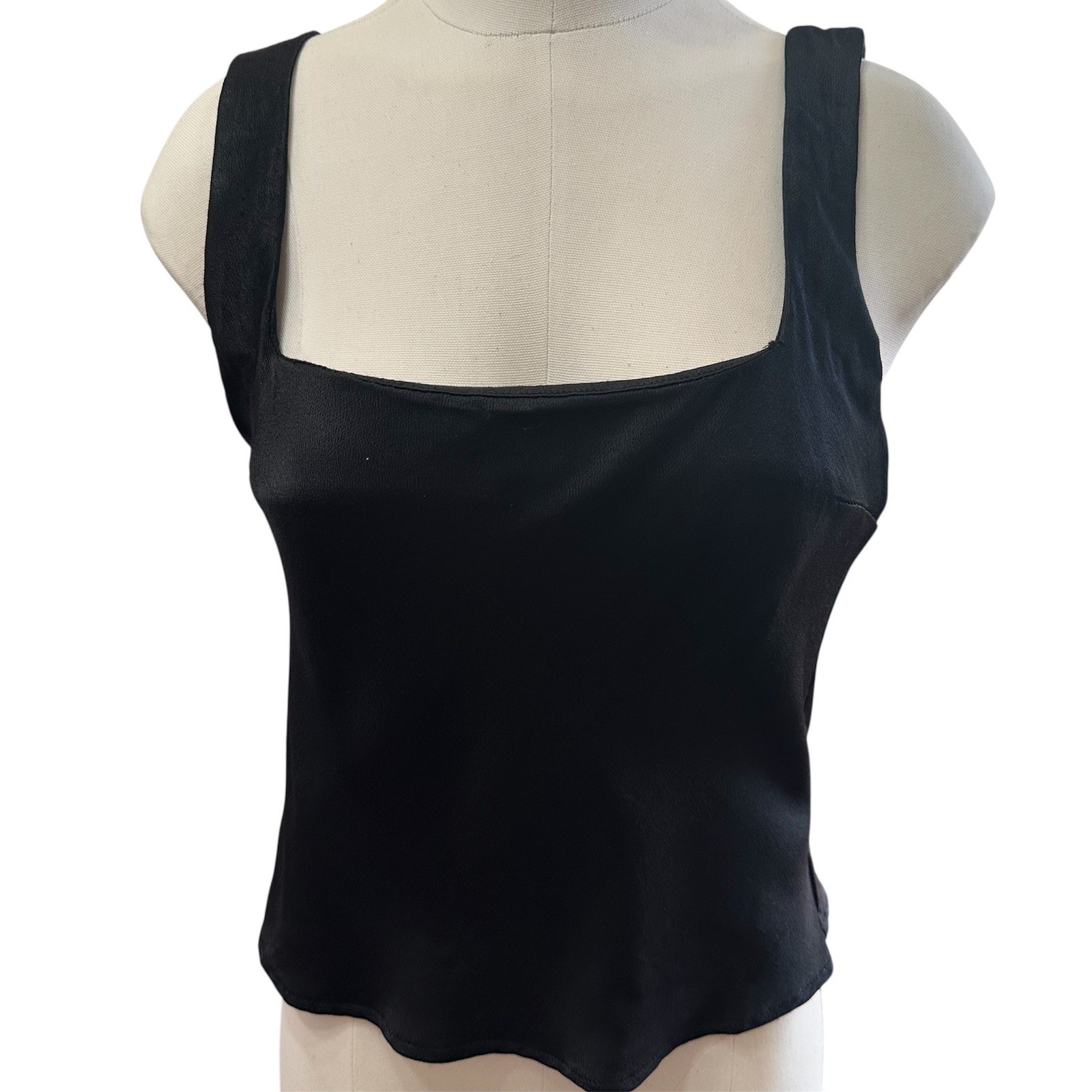 TOPSHOP Black Square Neck Sleeveless Crop Cami Tank Top Womens US Size 6