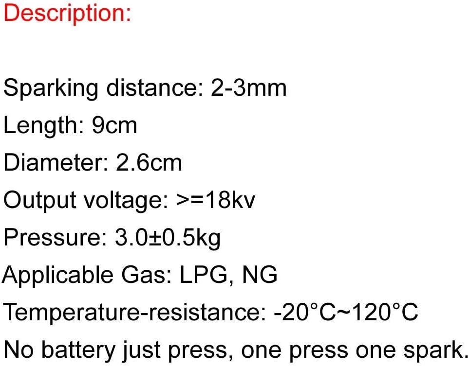 Meter Star Gas Heater One Outlet Piezo Igniter Spark Plug Push Button black 