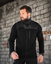 Veste zippée tactique en polaire noire, polaire noire militaire, polaire de...