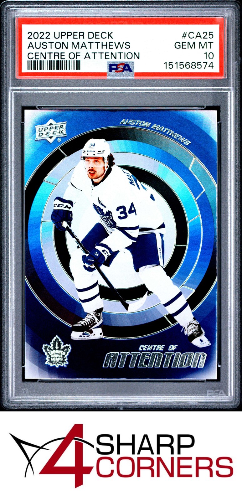 2022 UPPER DECK CENTRE OF ATTENTION #CA25 AUSTON MATTHEWS PSA 10