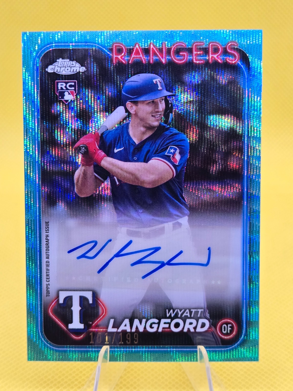 2024 Topps Chrome Update Wyatt Langford RC Aqua Wave Refractor Auto /199 #AC-WL
