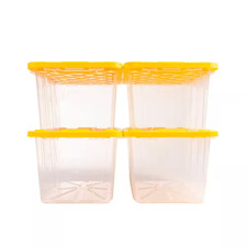 27 Gal. Tough Storage Tote in Clear with Yellow Lid 4-Pack